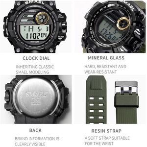 Smael Brand Men Watches Sport Military Smael S Shock Relojes Hombre Casual LED Clock Digital WristWatches防水1545D244A