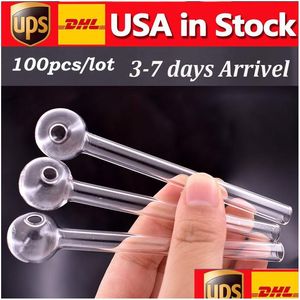 Smoking Pipes 100Pcs/Box Glass Oil Burner Pipe Spoon Pyrex Hand For Accessories Tobacco Tool Stock In Usa Fast Drop Delivery Home Ga Dhmap