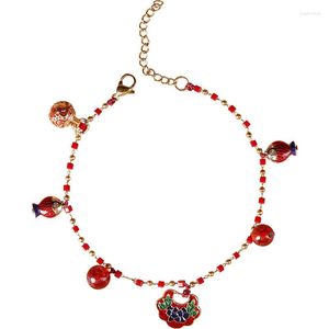 Anklets Children's Feet Chain Ancient Style Long Life Lock Cloisonne Bell Tide Chinese Foot Jewelry