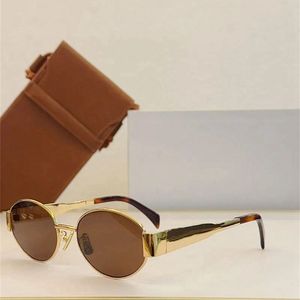 10A Triomphe Sonnenbrille mit ovalem Rahmen für Damen, 40235, Designer-Sonnenbrille für Damen, Metallspiegelbeine, grüne Gläser, Herren-Sonnenbrille im Retro-Stil, kleiner runder Rahmen mit Originalverpackung M1001A