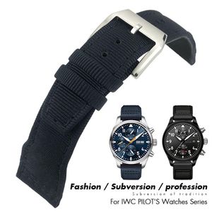 21mm 22mm 20mm High Quality Nylon Canvas Leather Watch Strap Watchband för IWC Le Petit Prince Big Pilot Spitfire Accessories 2207304U