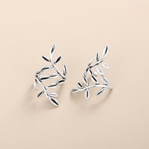 バックイヤリングHuitan Chic Leaf Shaped Clip On for Women Nonpiercing Ly Ear Cuffs Metal Silver Color/Gold Color Trend Jewelry