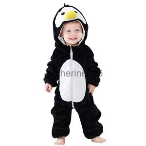 Särskilda tillfällen Purim Halloween Costumes Baby Boys Girls Cartoon Animal Penguin Costume Onesie Kigurumi Infant Toddler Romper Jumpsuit Flannel X1004