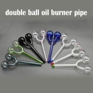 Großhandel Doppel-Ölbrenner-Glaspfeifen, dickes Pyrex-Ölbrennerrohr, mehrfarbige Rauchwasserpfeifen, Bong-Öl-Dab-Rigs, Tabak-Kräuterpfeife