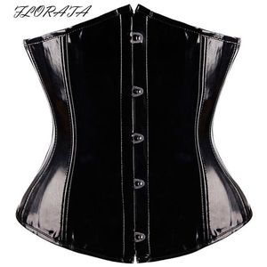 Gotik fetiş siyah underbust korse pvc vinil büstiyer dantel up üst punk s-2xl vücut shaper190i