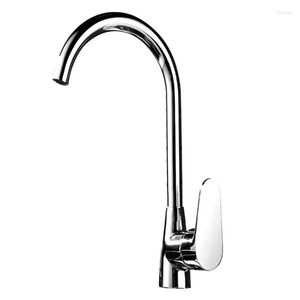 Kitchen Faucets Chrome Brass 360 Degree Swivel Single Handle Hole Deck Mount Faucet And Cold Water Mixer