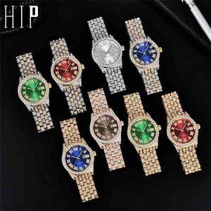 Hip Hop Full Ice out Orologi moderni da polso al quarzo con data di lusso per uomo Donna Gioielli di moda Gift225B