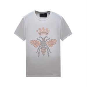 Mens Casual Rhinestone T-shirts Crew Neck Summer - Short Sleeves Pullover Tops Shirts Unisex White S-6XL3550