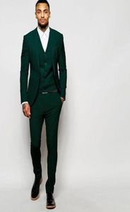 Dostosuj projekt Dark Green Men Wedding Tuxedos Peak Lapel Side Vent Groom Tuxedos Men WeddingdinnerDarty DressJacketPantstie4658995