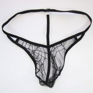 Mens String Pouch Sexy Thong G-String Back SpiderWeb Spider Lace C-Thru G4449 Mens Fun Inteldwear213Z