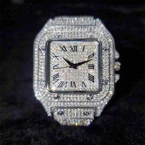 Iced Out Square Men Watches Top Brand Luxury Full Diamond Hip Hop Watch Fashion Unltra Thin Wristwatch Male Jewelry 2021187V