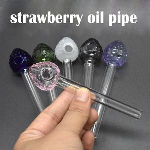 Unique Strawberry Colorful Pyrex Glass Oil Burner Pipe Glass Tube Smoking Pipes Tobcco Herb Glass Oil Nails Water Hand Pipes Smoking Accessories