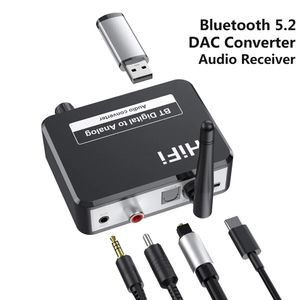 DAC -adapter BT Digital till analog ljudkonverterare Toslink till 3,5 mm AUX 2RCA -förstärkare Bluetooth 5.2 Ljudmottagare