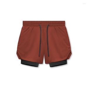 Mäns shorts män 2 i 1 springande gym sport man dubbel däck snabb torr fitness byxor jogga sport tröjor