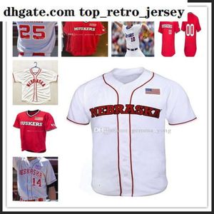 Män anpassade Nebraska Cornhuskers NCAA College Baseball All Syched 7 Angelo Altavilla 4 Alex Gordon 2 Jaxon Hallmark Sewn Jerseys grossist