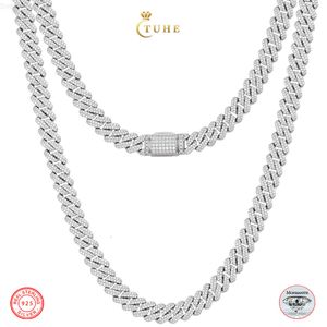 Joias finas femininas 9mm completo vvs moissanite diamante gelado miami corrente cubana 925 prata esterlina colar cubano