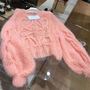 Vintage Women's Sweaters Korean Fashion Lantern Sleeve Soft Mohair O Neck Sweater Women Autumn Spring Pullover Long Knit Top kläder 2023ess