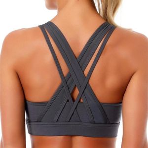 Bras Mauxzon Women's Sexy Club Fitness Active Bra Girls Criss-Cross Backless Backless Push Up Jogger Sportswear zbiornik zbiornikowy Unde286m