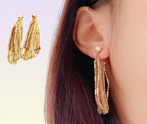 845 Vintage Metal Baroque tassel Rhinestone copper earrings temperament4290152