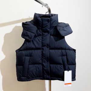 Puffer Vest Yoga Kadınlar Stand yaka fermuar kırpılmış yelek hafif kolsuz sıcak yastıklı gilet ceket