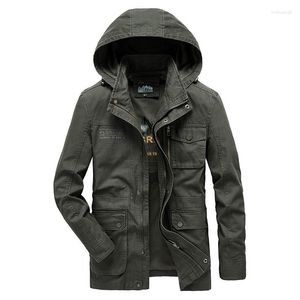 Mäns jackor 2023 Spring Autumn Europe Militär Casual Style Högkvalitativ bomull Khaki Armé Huvjacka rockar Black Coats