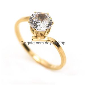 Anelli Imixlot Fidanzamento Per Uomo Donna Zirconia cubica Oro Acciaio inossidabile Cristallo Amante Coppia Anello Matrimonio Donna Goccia Consegna Je Dhnei