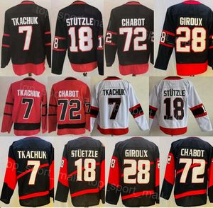 Erkekler buz hokeyi 18 Tim Stutzle Jersey 28 Claude Giroux 7 Brady Tkachuk 72 Thomas Chabot Team Renk Siyah Kırmızı Beyaz Ters Retro Spor Hayranları İçin Dikişli Yüksek/İyi