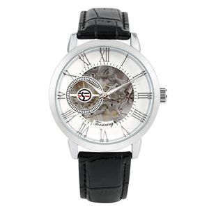 Wristwatches Men's Wristwatch Skeleton Mechanical Watches Luxury Hollow Out Hand-winding Leather Strap2874