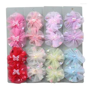 Haarschmuck, 4 Stück, Krokodilklemmen, Haarspangen, Chiffon, Blumenschleifen, Schmetterlings-Herz-Haarnadeln für Babys, Kleinkinder, Kinder, Teenager, Frauen