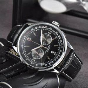 Modeföretag 2023 Men Breitlin Classic Watches Dial Master Watch Quartz Sapphire Watch Model Folding Luxury Wristwatch Leather Watch Band Mens Luxurys Watches