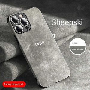 Capa de pele de cordeiro para Apple 15Promax iPhone13 Airbag anti-queda XSMAX Precision 7P soft case