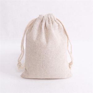 50pcs lot Natural Color Cotton Bags 8x10 9x12 13x18cm Drawstring Gift Bag Pouches Muslin Candy Gifts Jewelry Packaging Bags T20060233n