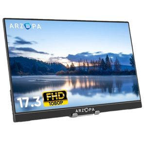 ARZOPA 17.3" FHD Portable Monitor 1080p External Display IPS Screen USB C gaming monitor for PC Phone Mac Xbox PS5 Switch