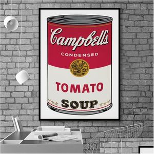 Gemälde Leinwand Malerei Vintage Andy Warhol Tomatensuppe Abstrakte Innengalerie Dekorative Bild Wandbilder Für Wohnzimmer Dh8Qe
