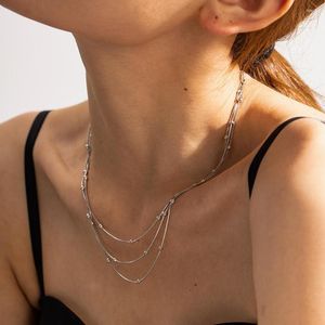 Strand Stainless Steel PVD 18K Gold Plated Tarnish Silver Color Layered Beads Chain Necklace For Woman Jewelry Wholesale 2023 Trendy