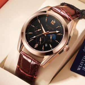 Wristwatches 2023 Moon Back Men'S Watches Luxury Quartz Watch Men Skeleton Sport Chronograph AR Sapphire Glass Wrist