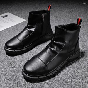 Boots Jh6 Couple Men's 8-Eye Leather Unisex Ankle Punk Motorcycle 0s Men Winter Snow Shoes Zapatos Mujer