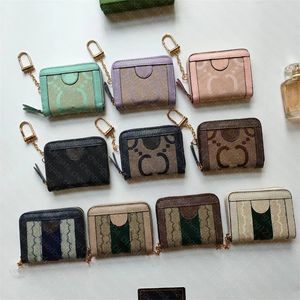 Leather Keychain Purse for Women, Designer Keyring Holder with Zipper, Metal Coin Purse and Chain