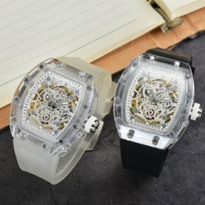 Nuovo orologio Aaa completamente automatico meccanico 8009 movimento orologi da polso di marca cinturino in caucciù orologio sportivo trasparente importato 212B