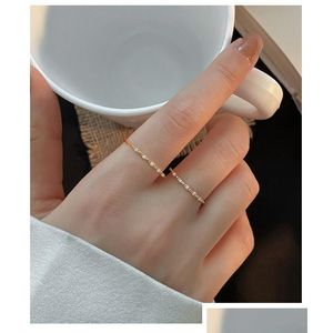 Band Rings New Arrived Sier Sparkling Ring Simple Style Versatile Decorative Compact Index Finger Women Fashion Jewelry Drop Delivery Dhy29