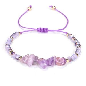 Perline Nuovo Ametista Quarzo rosa Bracciale intrecciato a mano Fili Colore Irregar Pietra rotta Perlina Mista Goccia regolabile Consegna Reggiseno gioielli Dhkvu