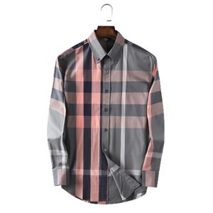 2023 Men's Casual Shirt Designer Plaid Fashion Polo Collar Long Sleeve Single Button Classic Comfort Business Cotton Shirt Asiatisk storlek M-4XL 05