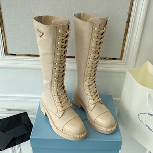 Designer Long Boots Embellished Leg Shape Elongated And Slimming High-quality Leather Ankle Boots Fashionable Paris Lace Up Denim Boots Winter Snow Boots