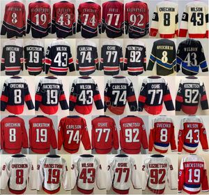 Erkekler Buz Hokeyi 77 TJ Oshie Jersey Ters Retro 92 Evgeny Kuznetsov 74 John Carlson 8 Alex Ovechkin 19 Nicklas Backstrom 43 Tom Wilson Stadyum Serisi Spor Hayranları İçin