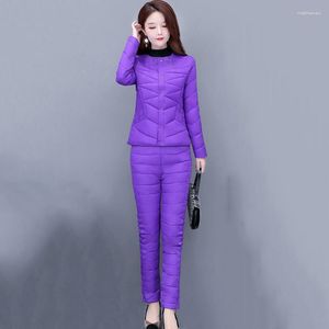 Women's Two Piece Pants 2023 Winter 2 Set Tops Middle-Aged Down Cotton Light Warm Coat Female Underwear Two-Piece Suit Clothes