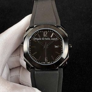 Designer-Uhren, 41 mm, Octo PVD, komplett schwarzes Stahlgehäuse, 102737 BGO41BBSVD N, schwarzes Zifferblatt, automatische Herrenuhr, Kautschukarmband, hohe Qualität, 217 g