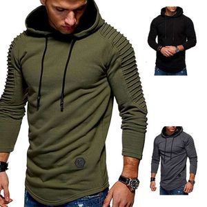 2023 outono/inverno novo designer masculino camisola grande sólido manga plissada com capuz camisola casaco esportivo masculino