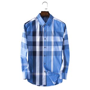 2023 Men's Casual Shirt Designer Plaid Fashion Polo collar Long sleeve single button Classic Comfort Business cotton casual shirt Asian size M-4XL 06