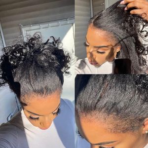 Yaki Kinky Edges Curly Baby Hair Perücke 13x4 Transparent HD Lace Frontal Perücke natürlicher Haaransatz 360 Kinky Straight Lace Front Human Hair Perücken