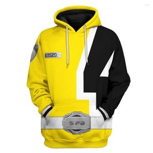 Herrtröjor 3d ranger spd gul power hoodie överallt prångade unisex kvinnor hooded casual vår pullover cosplay t-shirt